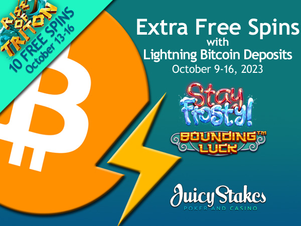 Juicy Stakes Giving Extra Free Spins with Lightning Bitcoin Deposits Betsoft’s new Rise of Triton slot launches on Friday