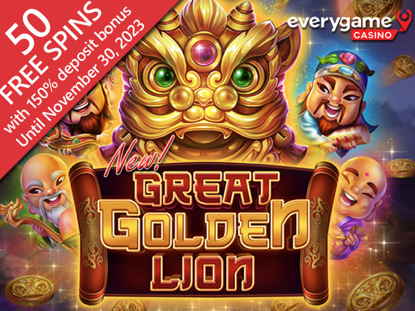 Everygame Casino Giving 50 Free Spins on Opulent New ‘Great Golden Lion’ Chinese Slot