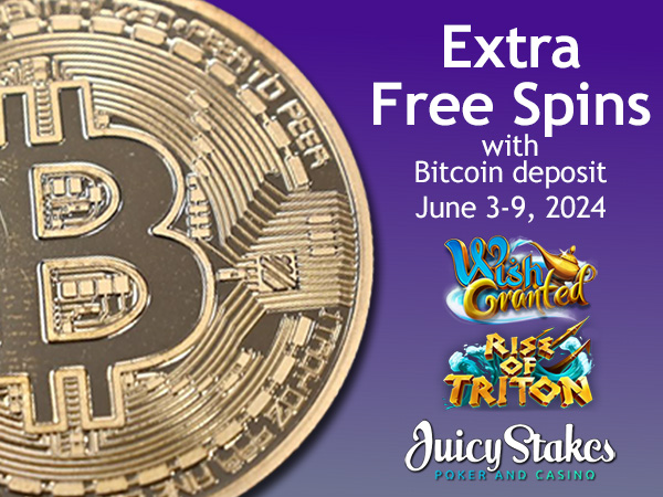 Juicy Stakes Casino Rewards up to 60 Free Spins on Betsoft Slots Rise of Triton and Wish Granted – 30 Extra Free Spins on Bitcoin Deposits