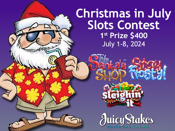 Get a taste of Christmas in July with Juicy Stakes Casino’s $2000 Slots Contest on Three Festive Betsoft Slots