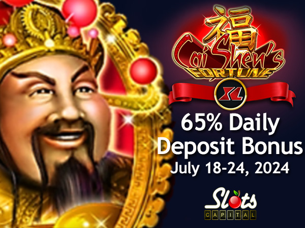 Boost Your Fortune this Week with a 65% Bonus on Chinese Slot, Cai Shen’s Fortune XL, at Slots Capital Casino