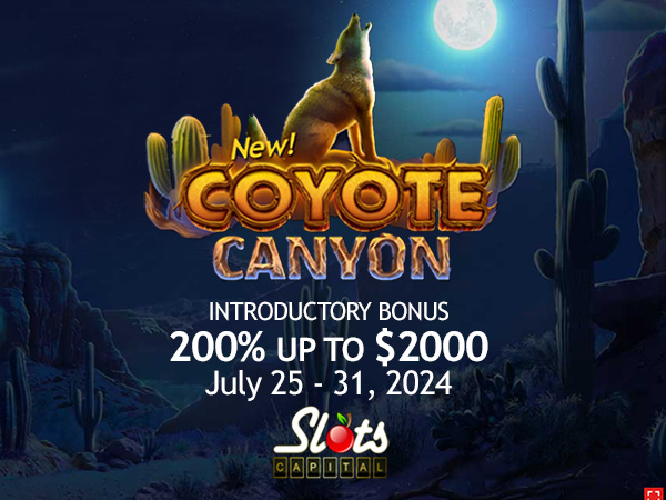 Slots Capital Casino Offers 200% Deposit Bonus on Howling new Rival slot: Coyote Canyon